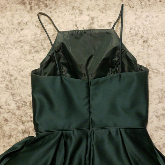 Green high neck satin holiday dress - Picture 3 of 4